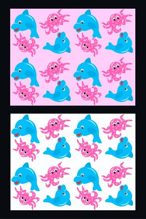 seamless dolphin and octopus patternのイラスト素材