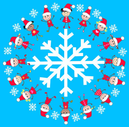 mixed ethnic kids のイラスト素材