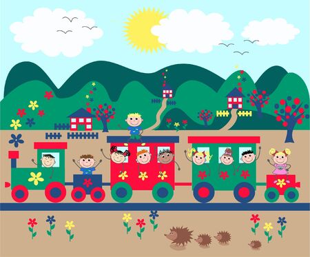 mixed ethnic kids のイラスト素材