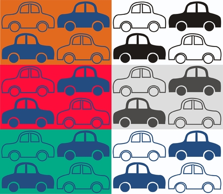 seamless car pattern in six different color combinationsのイラスト素材