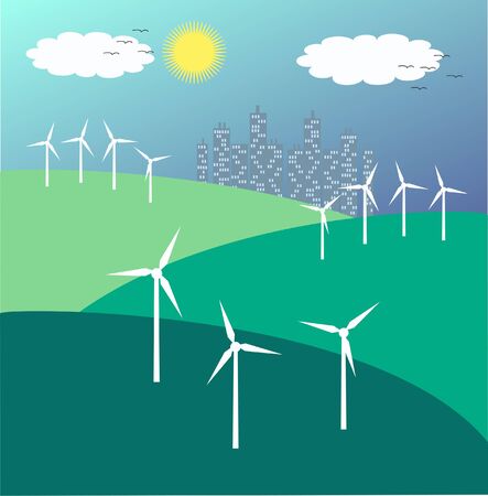wind turbinsのイラスト素材