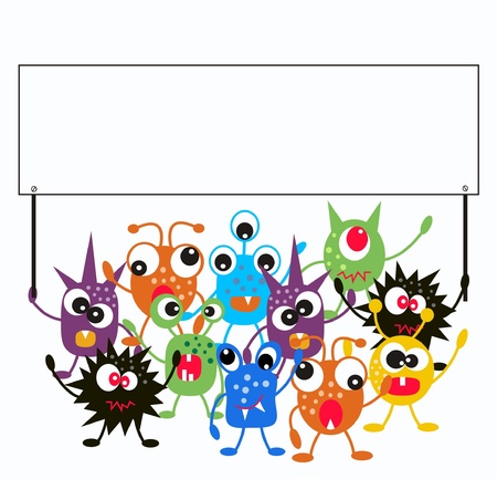 monsters holding a placardのイラスト素材