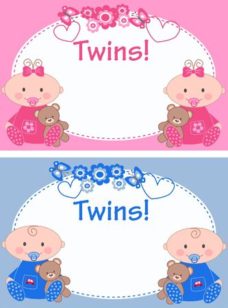 newborn twinsのイラスト素材