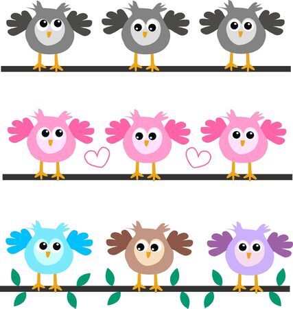 three different owl headers のイラスト素材