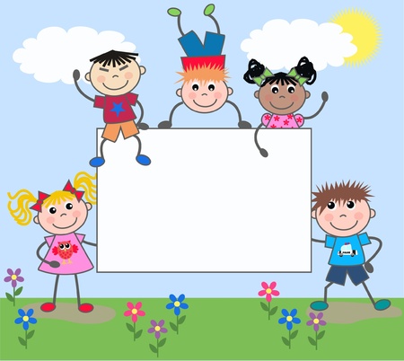 mixed ethnic boys and girlsのイラスト素材