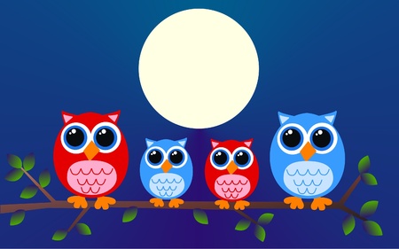owl familyのイラスト素材