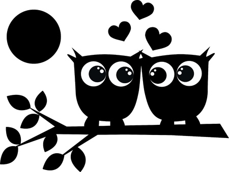 two owls in loveのイラスト素材