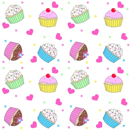 seamless cupcake patternのイラスト素材