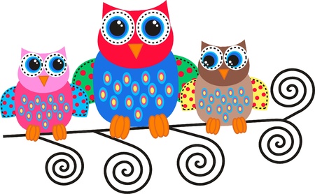 colorful owlsのイラスト素材
