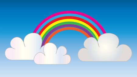 rainbow cloud sky header のイラスト素材