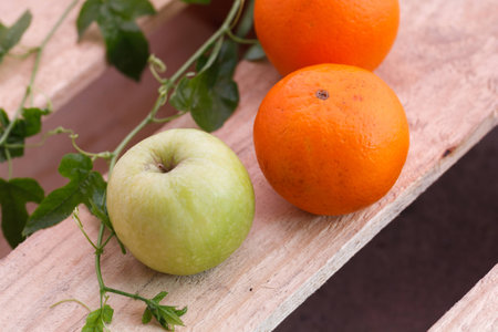 orange and appleの写真素材