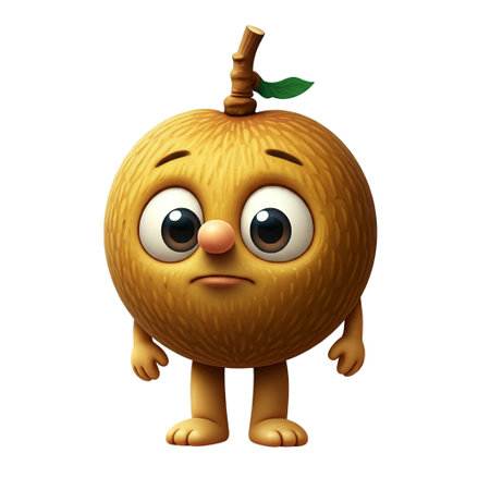 3d rendered illustration of cartoon character of sapodilla with faceの素材