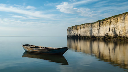Boat on the coast of Etretat, Normandy, Franceの素材