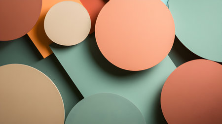abstract background of multicolored paper circles in pastel colorsの素材