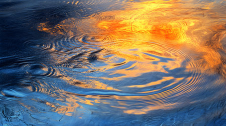 abstract background of water ripples and the sun reflected in itの素材
