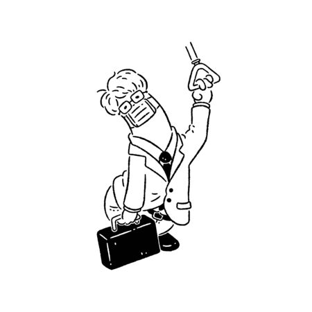 Sick male office worker going to workの写真素材