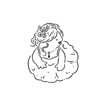 Happy bride with wedding dressの写真素材