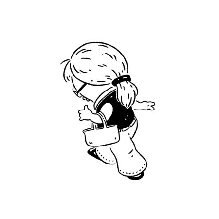 Urban woman carrying the bag and walkingの写真素材