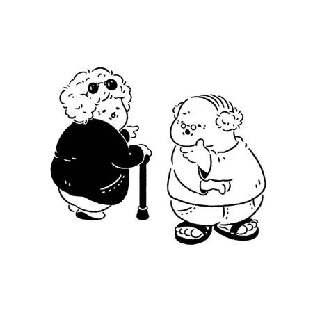 Old couple discussing where to goの写真素材