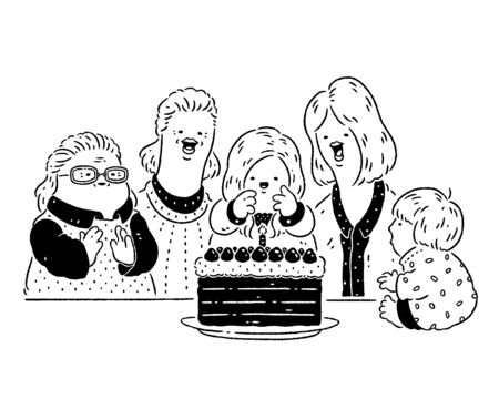 Family celebrating birthdayの写真素材