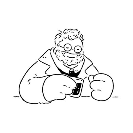 Man in suit drinking wine aloneの写真素材