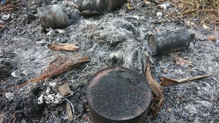 ash from burning garbageのeditorial素材