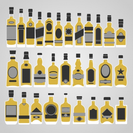 Whiskey bottle set vector のイラスト素材