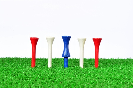 Red, white and blue Golf Tee の写真素材