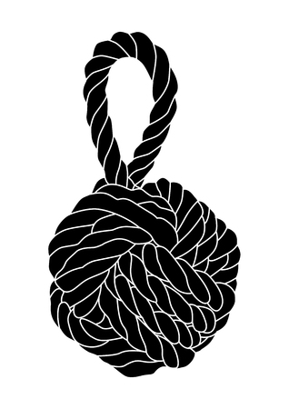 Vector illustration of monkey fist knot silhouette isolated.のイラスト素材