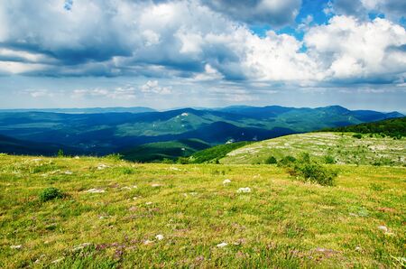 landscape, scenery, Crimean mountains, beautiful view from the mountain plateauの写真素材
