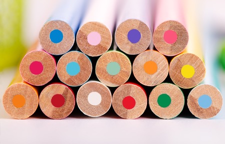 colored pencils, the rear view, background of pencilsの写真素材