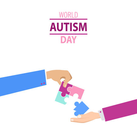 Emblem made from puzzle pieces and autism colorsのイラスト素材