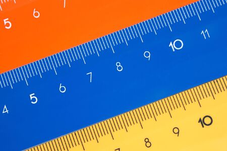 Background from colour rulers, a close upの写真素材