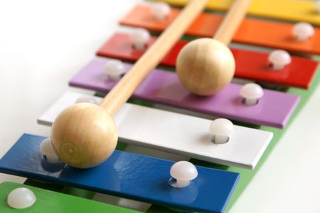 Detail of toy colorful xylophone 
