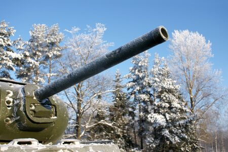 Old Soviet Union tank. Memorial.の写真素材