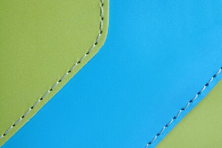 Natural green and blue leather background closeupの写真素材