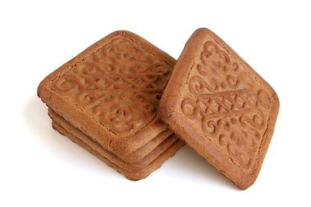 Chocolate pastries on the white backgroundの写真素材