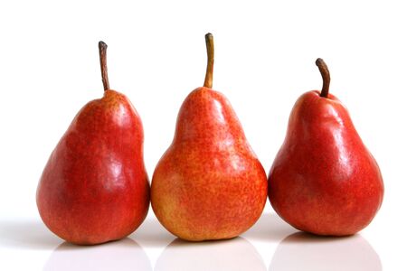 Three pears on a white backgroundの写真素材