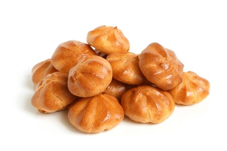 Small biscuits on a white background