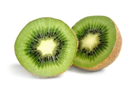 Kiwi fruit on a white backgroundの写真素材