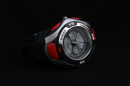 Wristwatch on a black backgroundの写真素材