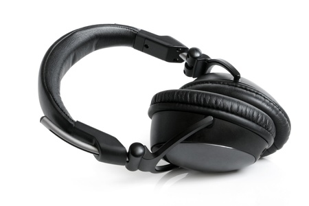 Earphones on the white backgroundの写真素材