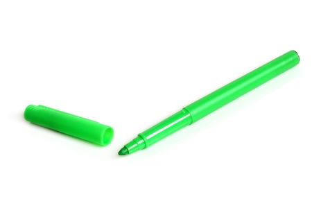 Green marker on a white backgroundの写真素材