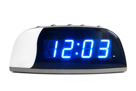 Digital electronic clock on a white background