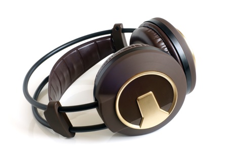 Earphones on a white backgroundの写真素材