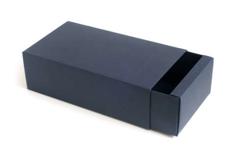 Open blue box on a white background
