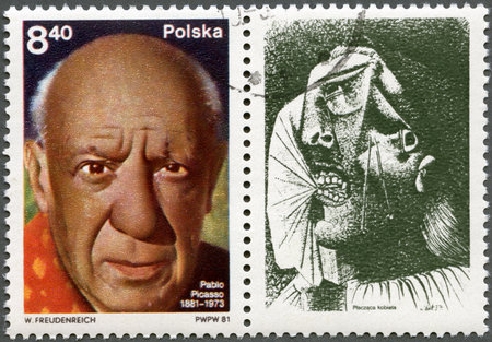 POLAND - CIRCA 1981  A stamp printed in Poland shows Pablo Picasso  1881-1973 , artist, birth...