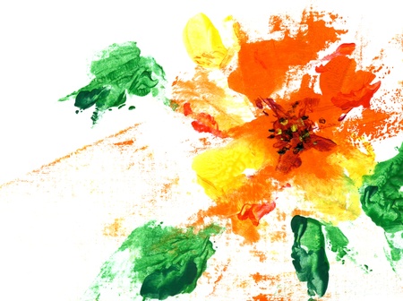 Painted abstract flower on a white backgroundの写真素材