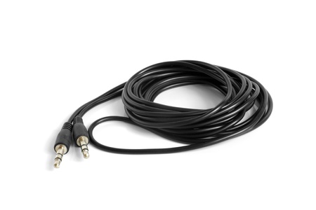 3.5mm mini jack stereo audio cable on a white background 