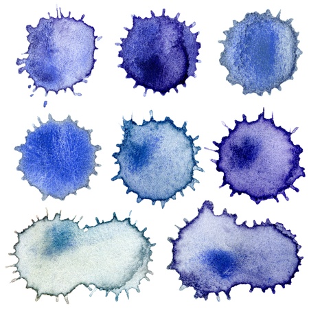 Set of abstract hand drawn watercolor dropsの写真素材